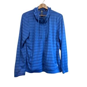 RBX Women Blue Striped Full Zip Athletic Jacket Hoodie‎ Size L